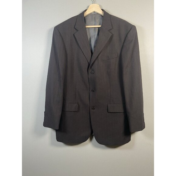 Óscar De La Renta Men’s Single Breasted 3 Buttons 100% Wool Blazer Size 42R Gray - Picture 1 of 8